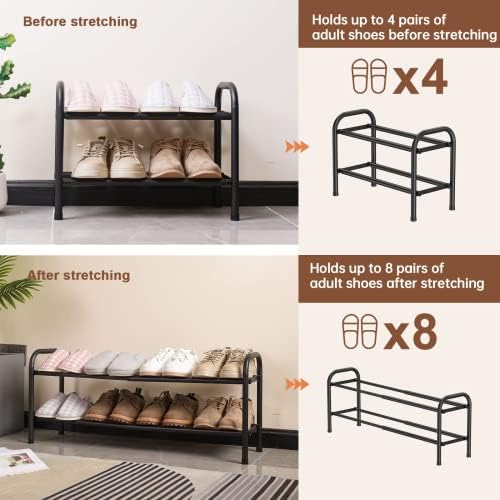 Gonfoam Expandable 2-Tier Shoe Rack for Closet and Entryway, Black - Image 6