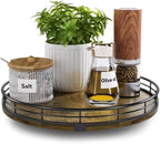 Lazy Susan Turntable Organizer for Table Top, 10’’ Round Wooden Lazy Susan for Cabinet Kitchen Countertop Pantry Dining Coffee Table for Condiments Spices, Rustic Bathroom Vanity Tray for Soap Candle by HGF