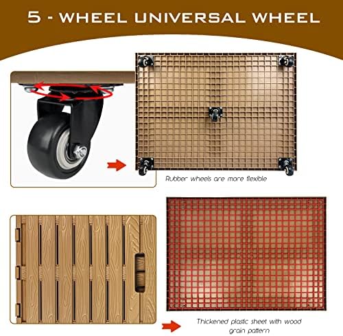 Collapsible Rolling Crate on Wheels, 440lbs Capacity Foldable Storage Bins Heavy Duty Plastic Furniture Moving Dolly Cart for Travel Shopping Luggage Office Use with Removable 360° Rotation Wheels - Image 4