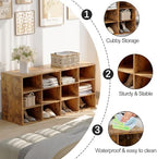 Shoe Storage Bench Cubby with 12 Cubbies, Wood Shoe Rack Organizer Cabinet - Image 4
