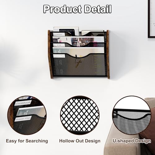Hanging Wall Files Organizer, 3 Tier Mail Organizer Wall Mounted,Hanging File Holder,Magazine Rack for Documents,Magazine,Literature,File,Mails,Envelopes - Image 6