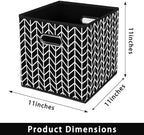 Fabric storage bins Cubes, Fabric Cube Organizer with Handle, Foldable Cube Bins for Cloth or Accessary Storage, 11x11x11, Set of 6, (Black Leaf) - Image 2