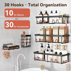 YASONIC Shower Caddy Adhesive, Rustproof Shower Organizer, Wall Shower Rack - Image 3