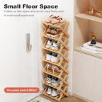 YYW Bamboo Shoe Rack, Foldable Vertical Free Standing Shoe Storage Shelf - Image 4