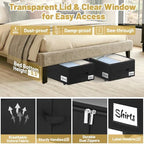 Under Bed Storage with Wheels, 2 Pack Underbed Storage Containers with Clear Lid & Label, XXL 75L Easy Assembly Rolling Under Bed Shoe Storage for Clothes, Shoes, Blankets, Black(28.3 X 16.5 X 9.5 in) - Image 3