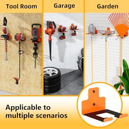 Wall-Mounted Weed Wacker Hanger, Garage Tool Organizer, 1 Pack Orange - Image 2