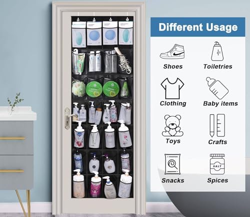 MISSLO 28 Large Pockets Hanging Shoe Organizer Over The Door Shoe Rack for Closet Door Storage Mesh Shoe Holder Hanger for Men, Black - Image 6