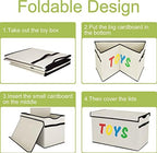YOLOXO Toy Box Chest, Collapsible Sturdy Storage Bins with Lids, Extra Large Kids Toy Storage Organizer Boxes Bins Baskets for Kids, Boys, Girls, Nursery Room, Playroom, Closet (New Beige) - Image 5