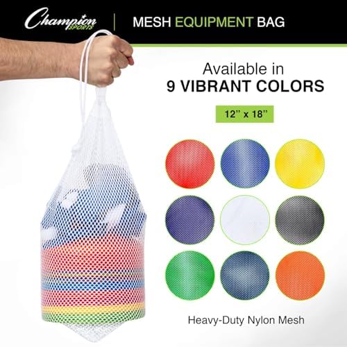 Champion Sports Mesh Equipment Bag – Heavy-Duty Nylon Drawstring Bag with Lock & ID Tag, Breathable Storage Sack for Balls, Swim Gear, Laundry & Toys, Multiple Sizes & Colors - Image 7