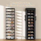 ROJASOP Shoe Rack with Covers 10 Tier Large Shoe Organizer Tall Shoe Closet Storage for 20-22 Pairs Shoe and Boot, Free Standing Shoe Rack Organizer for Closet, Entryway, Bedroom, Black - Image 5