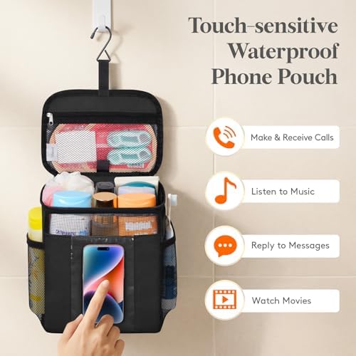 Lifewit Mesh Shower Caddy, Hanging Bathroom Organizer with PVC Phone Bag - Image 4