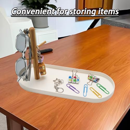 White Multi-Functional Key Tray, Wood Key Bowl Jewelry Tray, 3-Tier Hanging Organizer for Entryway/Rings Phone Bracelets Watches - Image 5