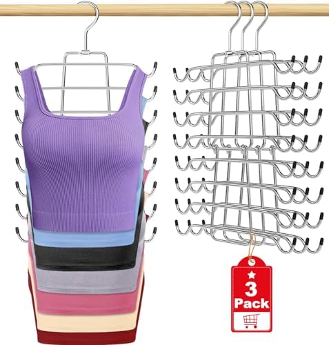 3Pcs Tank Top Hangers Space Saving Hanger Organizer Bra Hangers Silver by Besslly