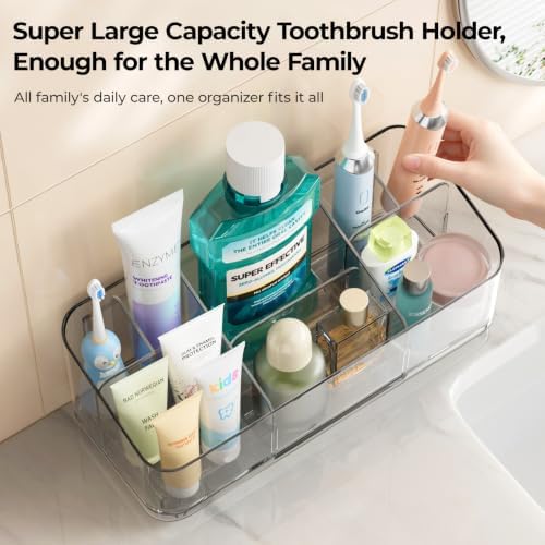 MOPMS 8 Slots Toothbrush Holders for Bathrooms with Detachable Dividers - Image 2
