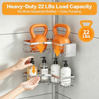 Corner Shower Caddy Tension Pole, Rustproof 4-Tier Adjustable 22-120 Inch Bathroom Storage Organizer with Towel Bar, Soap & Toothbrush Holders (Silver) - Image 6