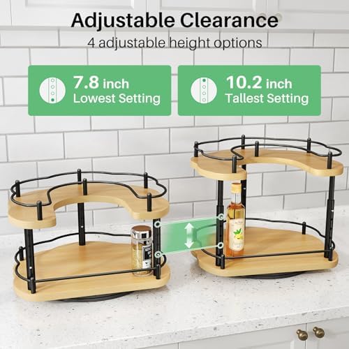 SNTD Lazy Susan Spice Rack Organizer for Cabinet, Wood, Natural, 12 in - Image 6