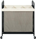STO STO Laundry Hamper 3 Section, 120L Rolling Laundry Sorter Cart with Removable and Washable Liner Bag, Clothes Hamper with Wheels and Metal Handle for Laundry Room and Bedroom by STOSTO