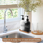ALELION 6" Small Tiny Bathroom Vanity Tray for Counter - Acacia Wood Dish Soap Dispenser Tray for Kitchen - Decorative Tray for Kitchen Dresser Tops Perfume Jewelry - Image 3