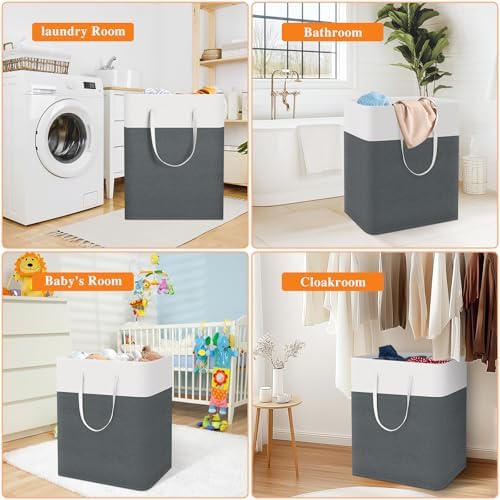 TasticTotes Laundry Basket 3-Pack, Laundry Hamper, 125L-Grey - Image 5