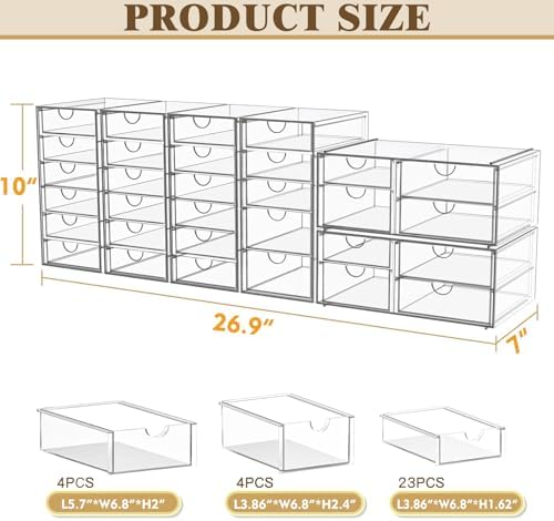 YFXCVSL 6-Pack Acrylic 31-Drawer Storage & Makeup Organizer for Desk - Image 3