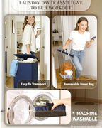 Laundry Basket with Wheels, 110L Large Rolling Laundry Hamper for Dorm - Image 3