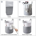 YOUDENOVA Cotton Laundry Hamper, 58L Tall Storage Basket-Grey - Image 6