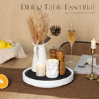 EOSAHR Non-Skid Lazy Susan Turntable, Wooden Rotating Tray for Table, White - Image 3