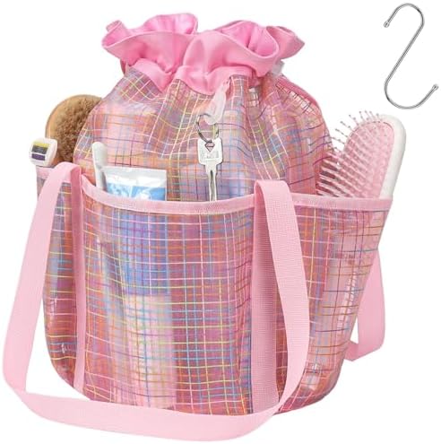 Mesh Shower Caddy Portable with Drawstring - 2-Handle Shower Bag for Dorm by F-color