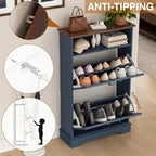 24" W Hidden Shoe Storage Cabinet with 2 Flip Drawers & Open Storage - Image 5