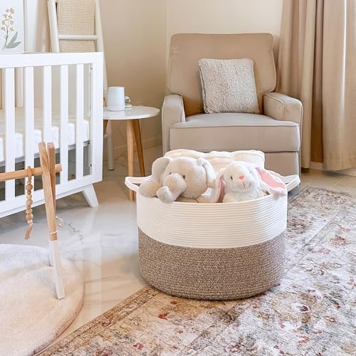 INDRESSME XXXLarge Woven Rope Blanket Basket Living Room Brown, 90L - Image 6