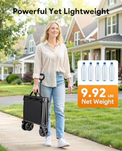 Collapsible Wagon Cart with Wheels, 220LBS for Grocery Shopping Camping - Image 5