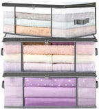 LANDNEOO 3-Pack Clothes Storage Bags, Plastic Foldable Blanket Storage bins, Closet Organizer Container for Bedroom, Bedding, Comforters, Pillows, and Clothing - 35L with Handles by MakeLifeBetterEasier