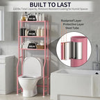 3-Tier Over Toilet Storage, Anti-Tip, 64" H, Pink - Image 6