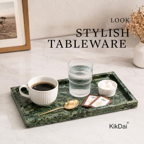Real Marble Decorative Tray, for Perfume, Jewelry, Vanity Decor and Bathroom Countertop, Large 11.6"x6" Made with One Pieces Stone Catchall Tray for Kitchen, Coffee Table, Candle (Green) - Image 4