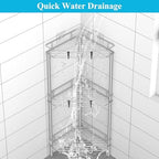 HuggieGems Metal Floor Standing Corner Shower Caddy, Gray, 3 Tier - Image 6