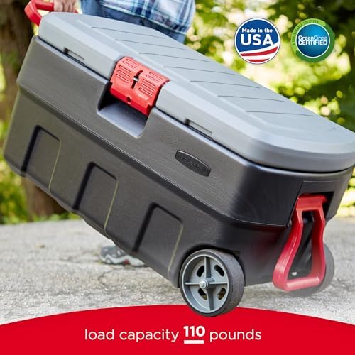 Rubbermaid ActionPacker 35 Gallon, Made in USA, Lockable Plastic Storage Bin with Lid and Wheels- Outdoor, Industrial, Rugged, Camping Gear and Truck Bed Storage - Gray and Black - Image 4