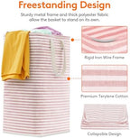 Lifewit 2 Pack Laundry Basket 80L Each, Collapsible Clothes Hamper with Reinforced Handles, Freestanding Waterproof Design for Bedroom and Laundry Room, Pink 160L Total - Image 2