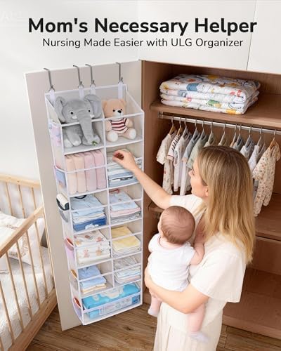 ULG Over the Door Organizer, 6-Tier Hanging Storage with Clear Windows, 19 Pockets for Closet,Bathroom & Nursery Door Organizer - Image 6