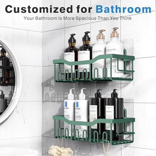 EUDELE Shower Caddy 2 Pack, Adhesive Shower Organizer for Home Decor & Kitchen Storage, No Drilling, Rustproof Stainless Steel Bathroom Shelf Organizer - Image 2