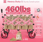 Originsure 220L Collapsible Beach Wagon Cart with Big Wheels, 460lbs, Pink - Image 4