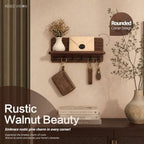 Walnut Wood Key Holder Wall Mount with Round-Corner for Room Decor, Brown - Image 3