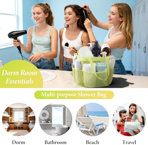 Mesh Shower Caddy Portable - 9 Pockets, Shower Bag for Dorm Room Camping - Image 2