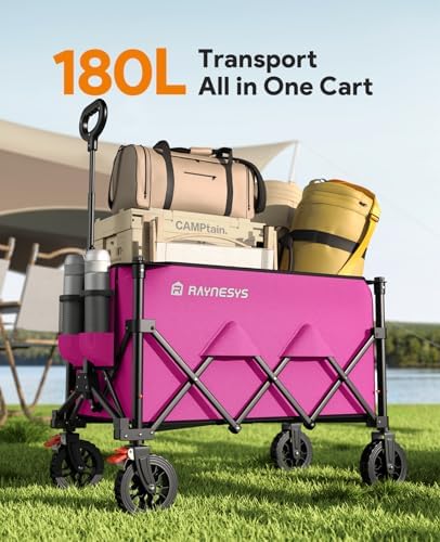 180L Wagons Carts Foldable with Wheels and Brakes for Camping Grocery - Image 2