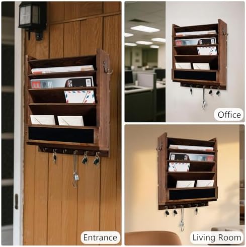 Rustic wall mail organizer,Key and Mail File Holder for Wall Mount - Image 6