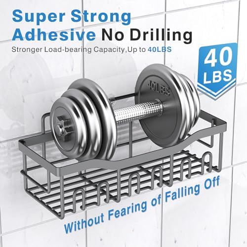 EUDELE Shower Caddy 2 Pack, Adhesive Shower Organizer for Home Decor & Kitchen Storage, No Drilling, Rustproof Stainless Steel Bathroom Shelf Organizer - Image 4