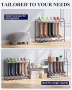Kitsure Shoe Rack - Stainless Steel Shoe Organizer, Sturdy Shoe Rack for Closet and Front Door Entrance, Free Standing Shoe Shelf, Closet Organizers and Storage, 25.6" Wide - 3 Tier, Brown | Sturdy Shoe Rack for Closet and Entryway, Free Standing Shoe ... - Image 4