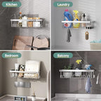 Veken Shower Caddy 5-Pack, Bathroom Organizers and Storage Shelves, Silver - Image 6