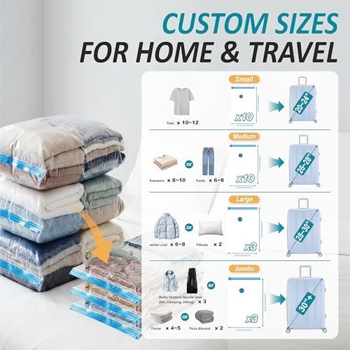 Travel Vacuum Storage Bags with Rechargeable Cordless USB Pump, 26 Combo - Image 4