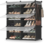 SONGMICS Shoe Rack, 6-Tier with Doors, 24-Pair Storage Cabinet | Shoe Organizer, Steel Frame, Plastic Panel, Bedroom, Entryway, Ink Black and Transparent, DAMION Collection ULPC033B01 by Unknown