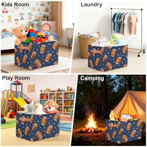 Football Storage Basket Toy Storage Bins Collapsible Cube Organizer - Image 5